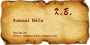 Kassai Béla névjegykártya
